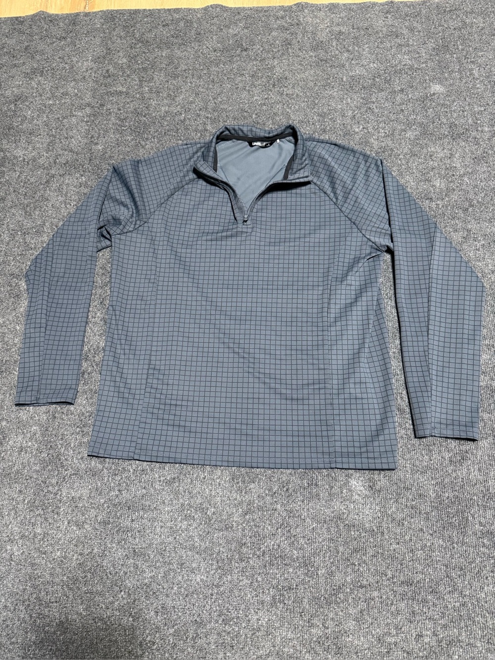UNRL Athletic Men’s Large 1/4 Zip Pullover Gray Grid Performance Stretch Golf